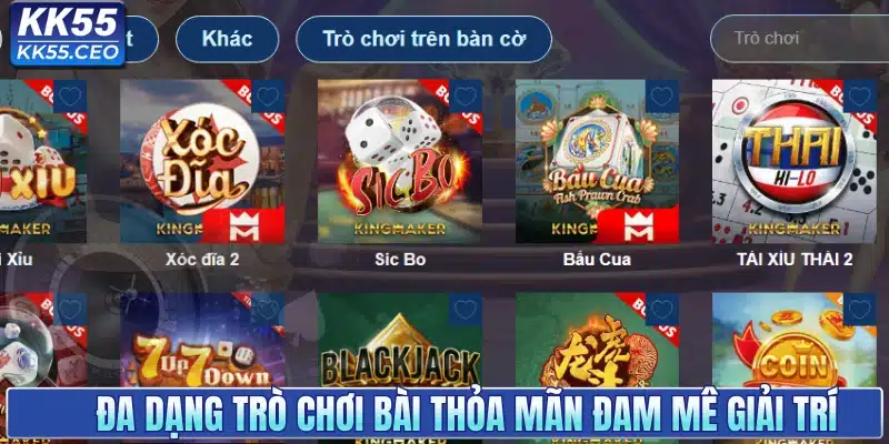 Đa dạng trò chơi bài, thỏa mãn đam mê giải trí