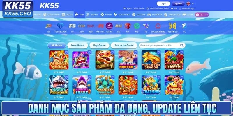 Danh mục sản phẩm đa dạng,update liên tục