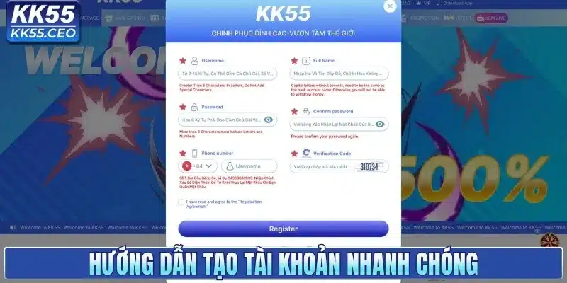Hướng dẫn tạo tài khoản nhanh chóng